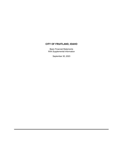 City of Fruitland, Idaho ACFR Cover