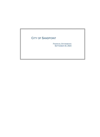 City of Sandpoint ACFR Cover