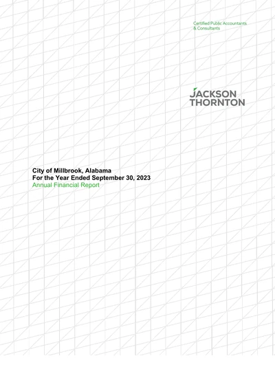 City of Millbrook ACFR Cover