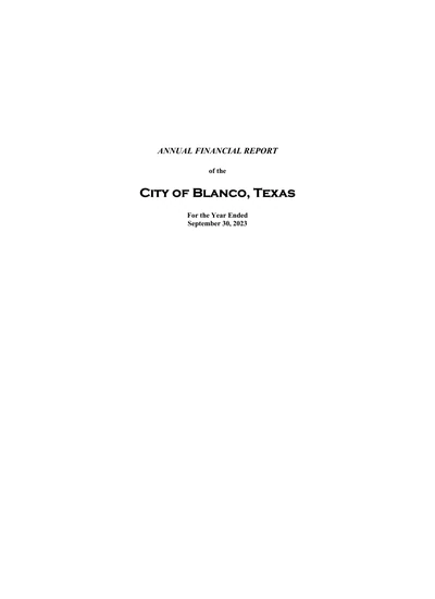 City of Blanco, Texas ACFR Cover