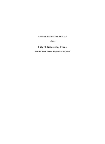 City of Gatesville ACFR Cover