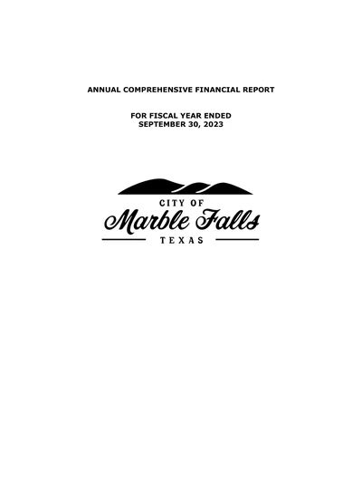 City of Marble Falls ACFR Cover