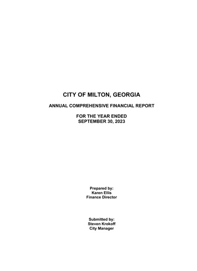 City of Milton ACFR Cover