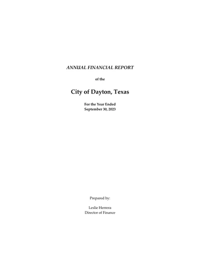 City of Dayton ACFR Cover