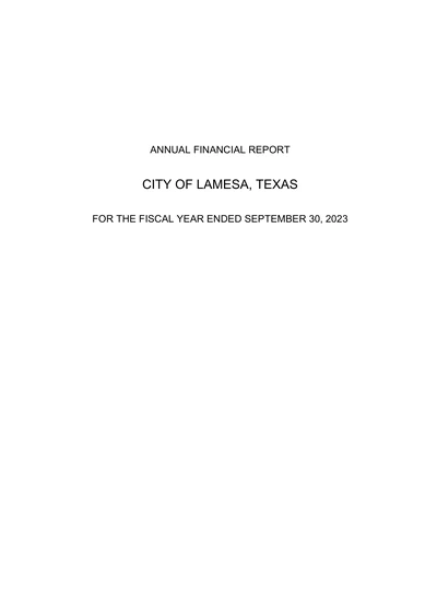 City of Lamesa ACFR Cover
