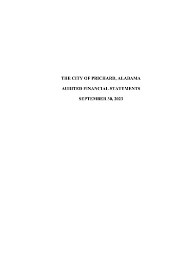 City of Prichard, Alabama ACFR Cover