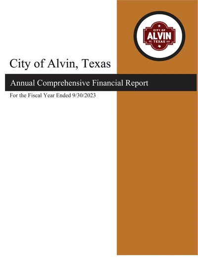 City of Alvin, Texas ACFR Cover