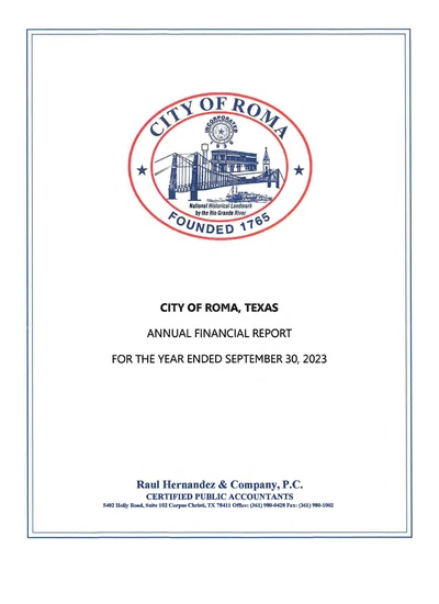 City of Roma ACFR Cover