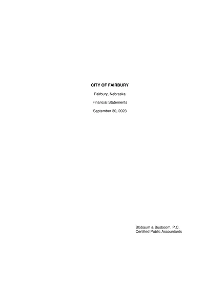 City of Fairbury ACFR Cover