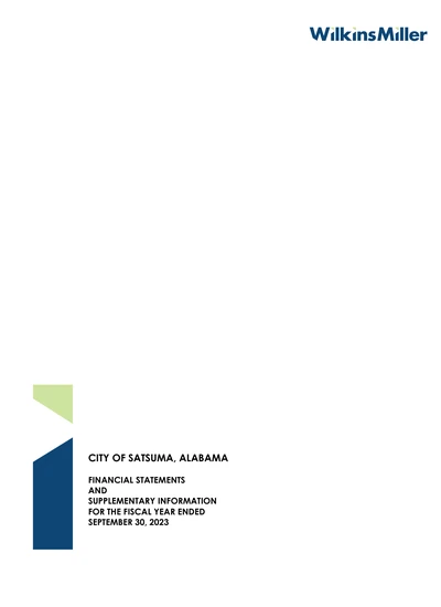 City of Satsuma ACFR Cover