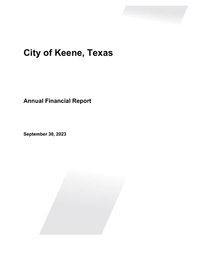 City of Keene, Texas ACFR Cover