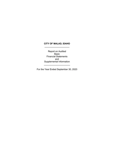City of Malad ACFR Cover