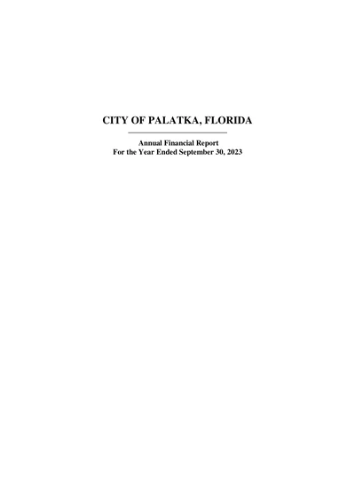 City of Palatka ACFR Cover