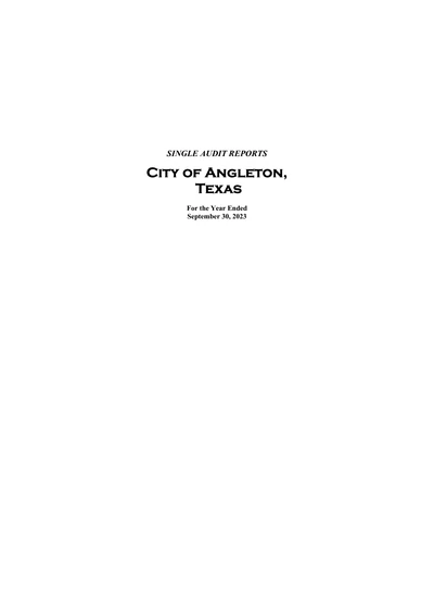 City of Angleton ACFR Cover