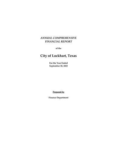 City of Lockhart ACFR Cover
