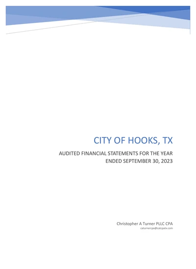 City of Hooks, Tx ACFR Cover