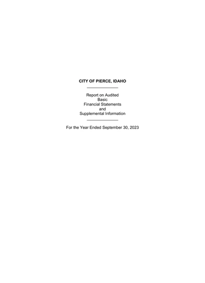City of Pierce ACFR Cover