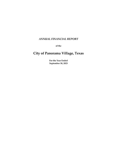 City of Panorama Village ACFR Cover