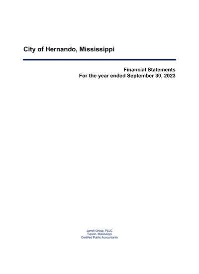 City of Hernando ACFR Cover