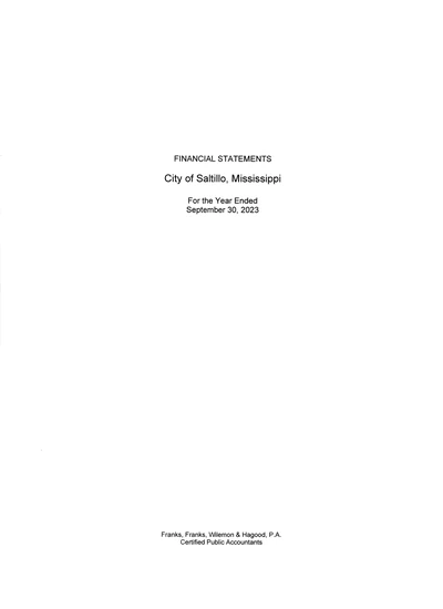 City of Saltillo ACFR Cover