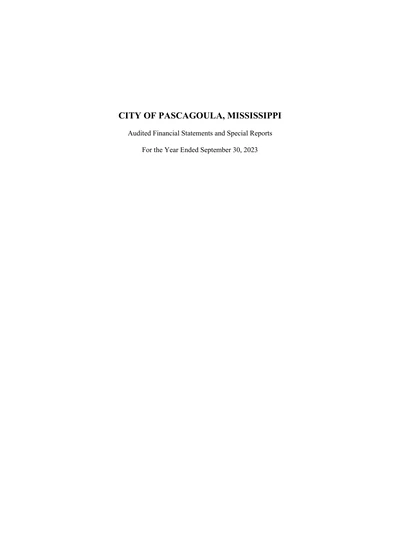 City of Pascagoula, Mississippi ACFR Cover