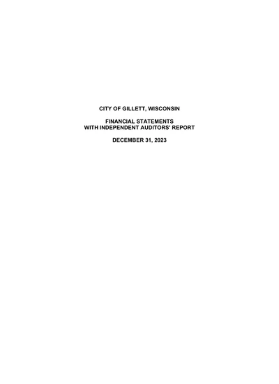 City of Gillett ACFR Cover