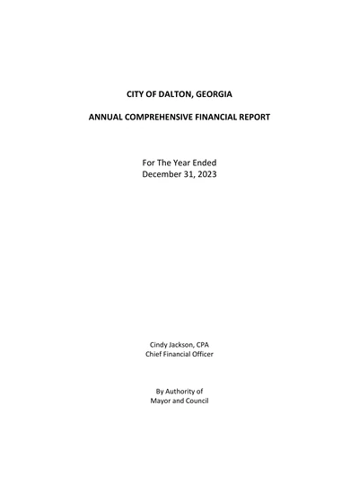 City of Dalton, Georgia ACFR Cover