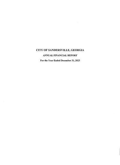 City of Sandersville ACFR Cover