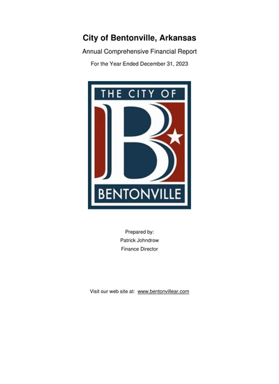 City of Bentonville, Arkansas ACFR Cover
