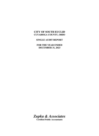 City of South Euclid ACFR Cover