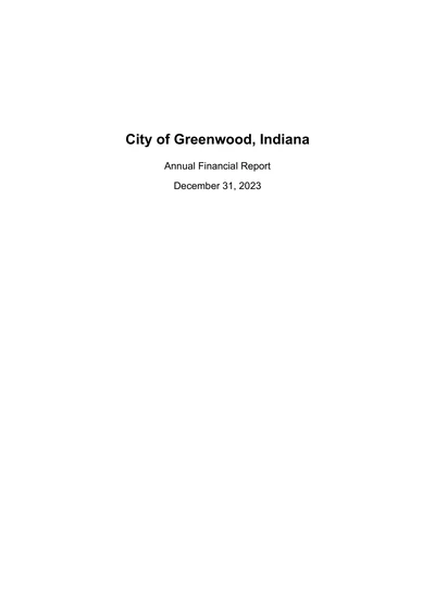 City of Greenwood ACFR Cover
