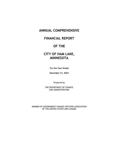 City of Ham Lake ACFR Cover