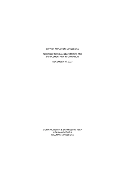 City of Appleton ACFR Cover