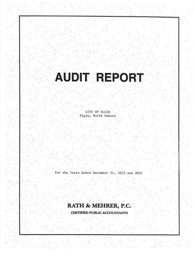 City of Elgin ACFR Cover