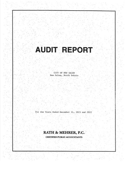 City of New Salem ACFR Cover