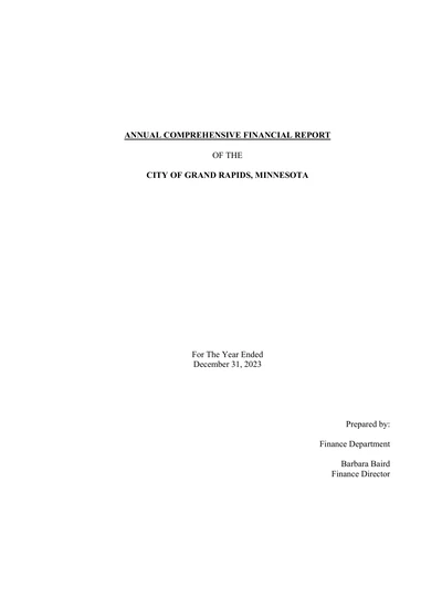 City of Grand Rapids ACFR Cover