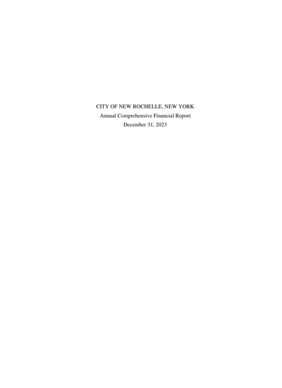 City of New Rochelle ACFR Cover