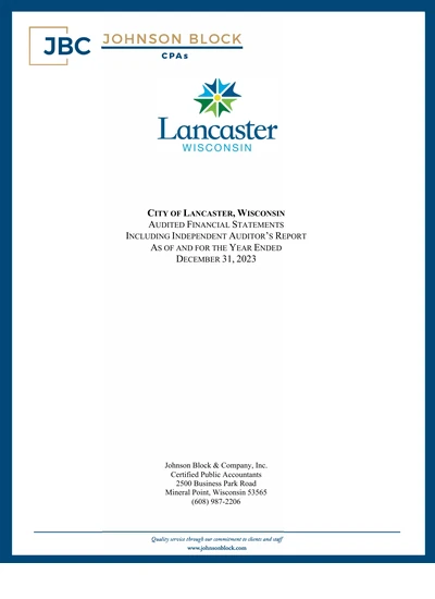 City of Lancaster ACFR Cover