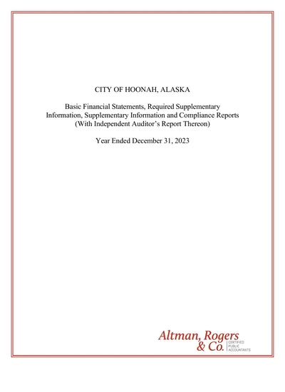 City of Hoonah ACFR Cover