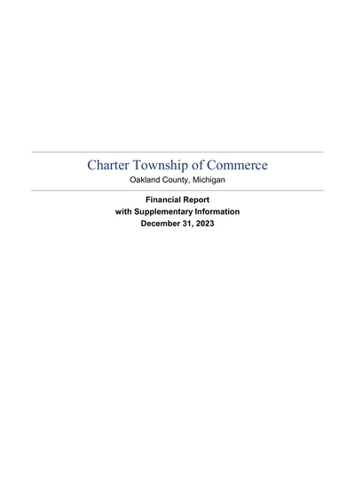 Charter Township of Commerce ACFR Cover