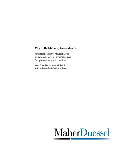 City of Bethlehem ACFR Cover