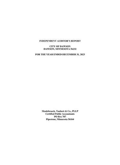 City of Dawson ACFR Cover