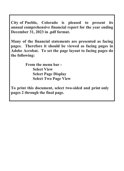 City of Pueblo ACFR Cover