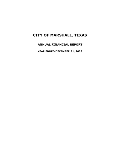 City of Marshall, Texas ACFR Cover