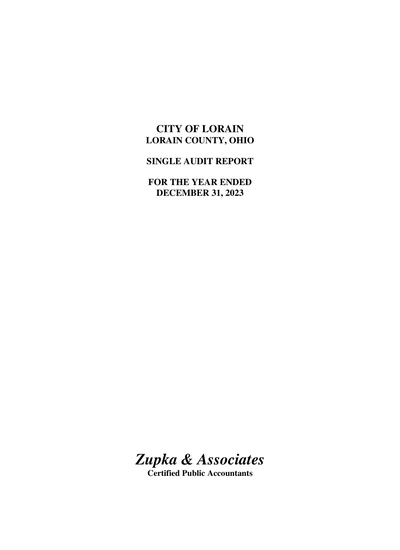 City of Lorain ACFR Cover