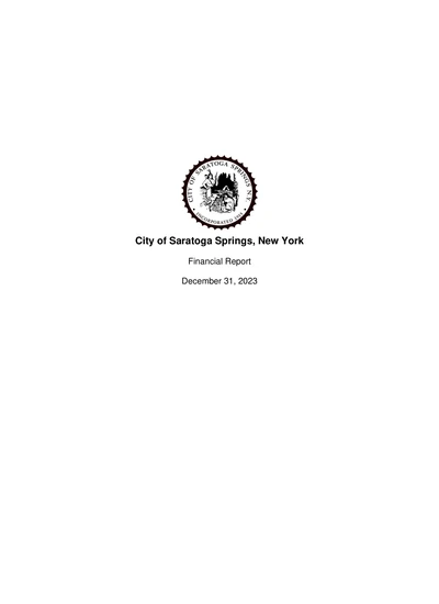 City of Saratoga Springs, New York ACFR Cover