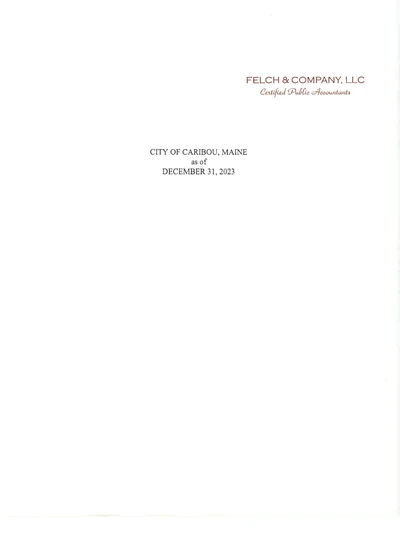City of Caribou, Maine ACFR Cover
