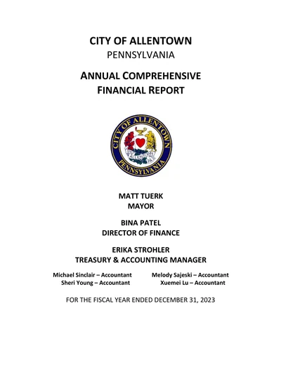 City of Allentown ACFR Cover