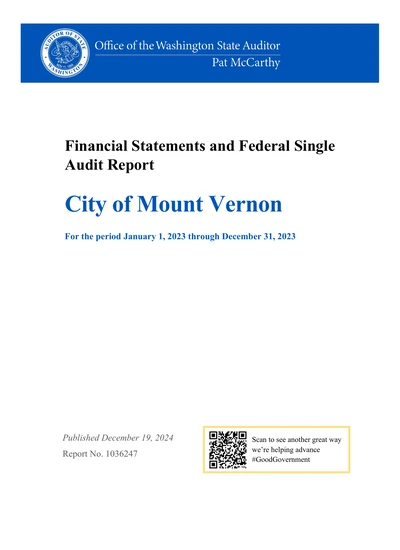 City of Mount Vernon ACFR Cover