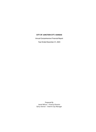 City of Junction City, Kansas ACFR Cover